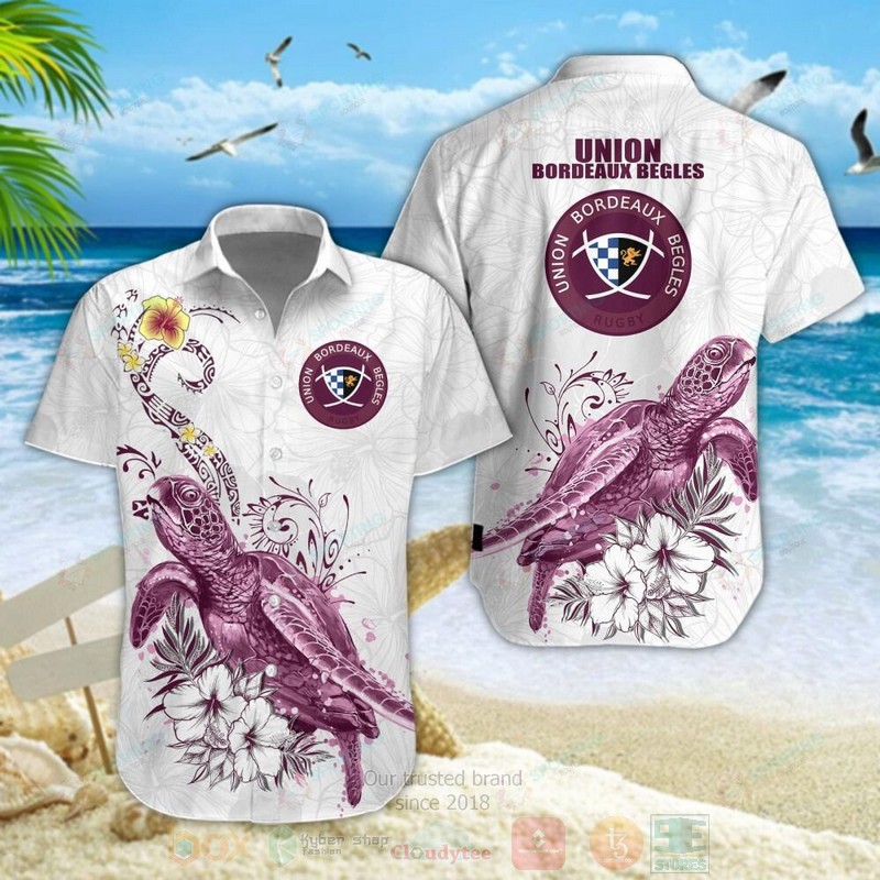 BEST Union Bordeaux Begles Turtle Aloha Hawaiian Shirt, Short Pants