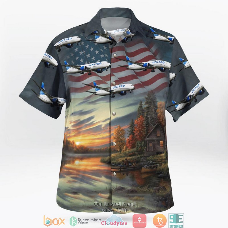 United Airlines Boeing 787 9 Dreamliner Independence Day Hawaiian Shirt 2 United Airlines Boeing 787 9 Dreamliner Independence Day Hawaiian Shirt word2
