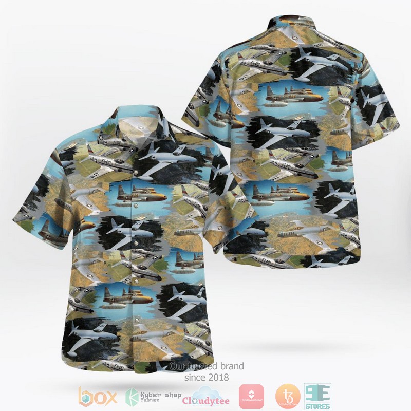 NEW United States Army Air Forces Lockheed P-80 Shooting Star Aloha Shirt 1