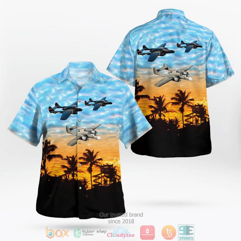 NEW United States Army Air Forces Northrop P-61 Black Widow Aloha Shirt word3