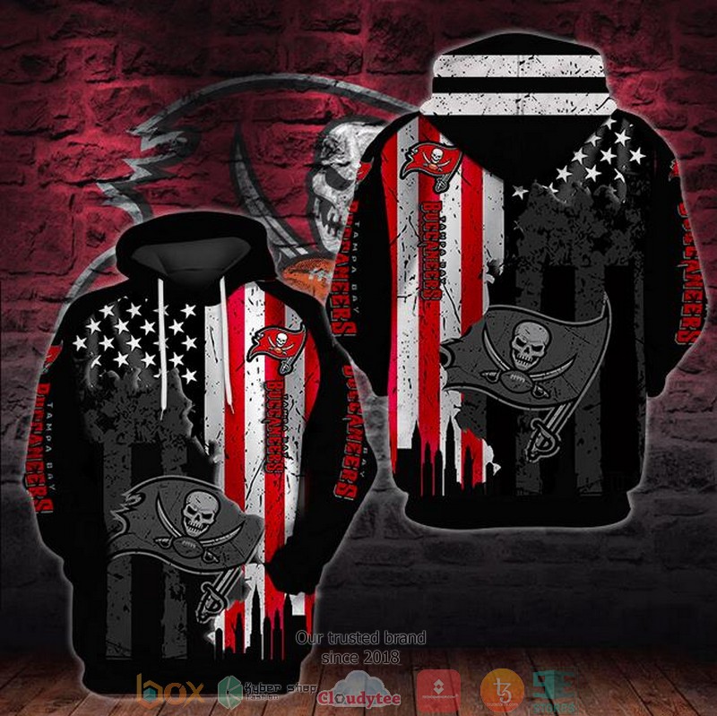 NEW United States Flag Tampa Bay Buccaneers black 3D Hoodie word2