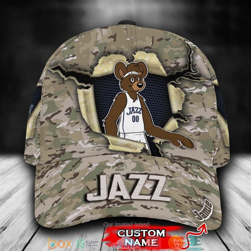 Utah Jazz Camo Mascot NBA Custom Name Cap word1