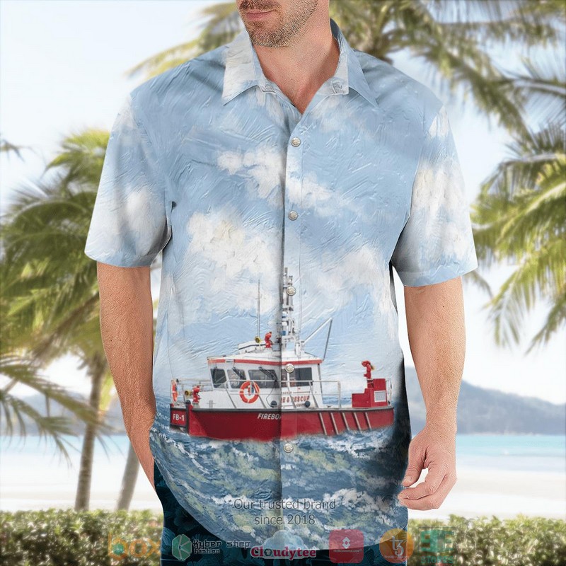 Vancouver British Columbia Canada Vancouver Fire and Rescue Services Fireboat 1 Aloha Shirt word3