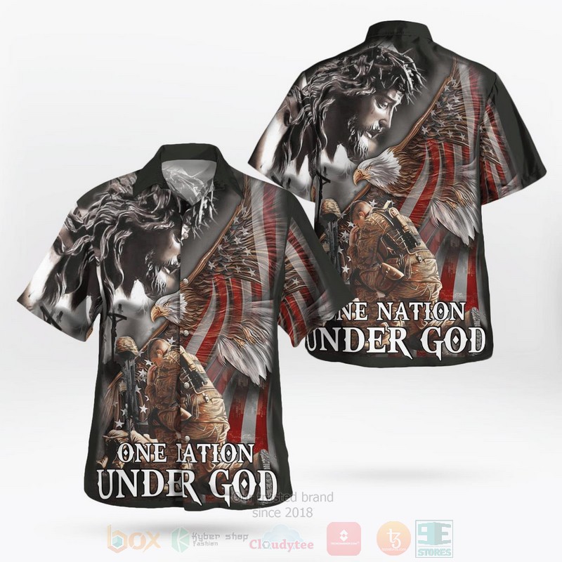 BEST Veteran Flag One Nation Under God Eagle American 3D Aloha Shirt
