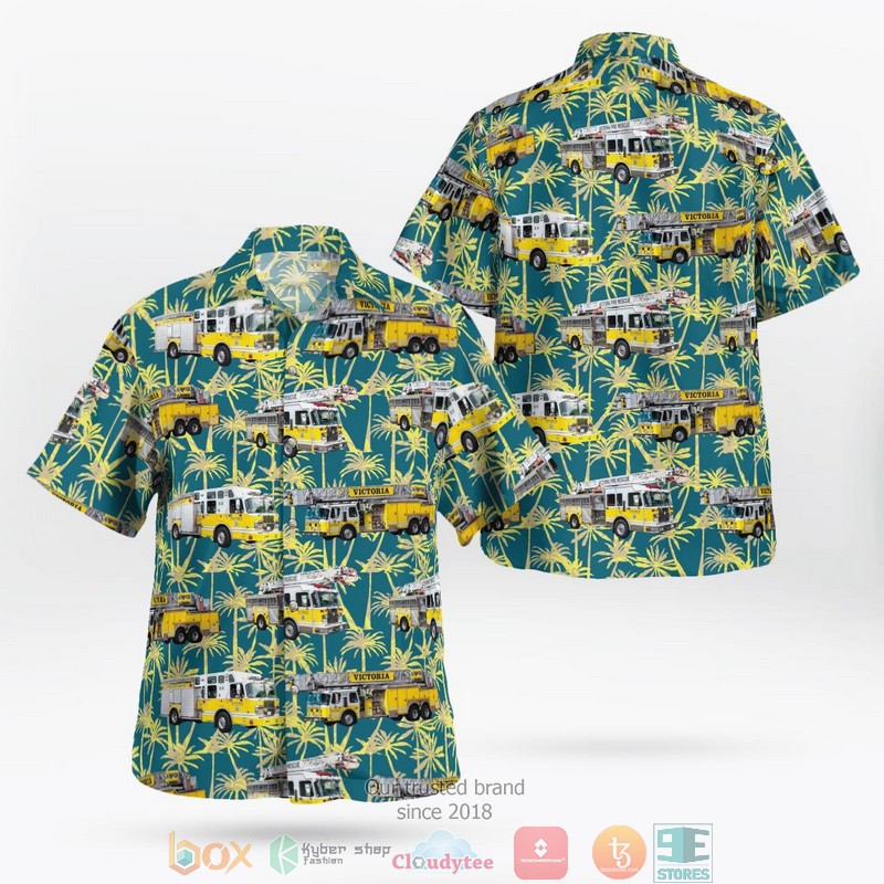 Victoria Fire Department VFD British Columbia Canada Fleet Aloha Shirt word1