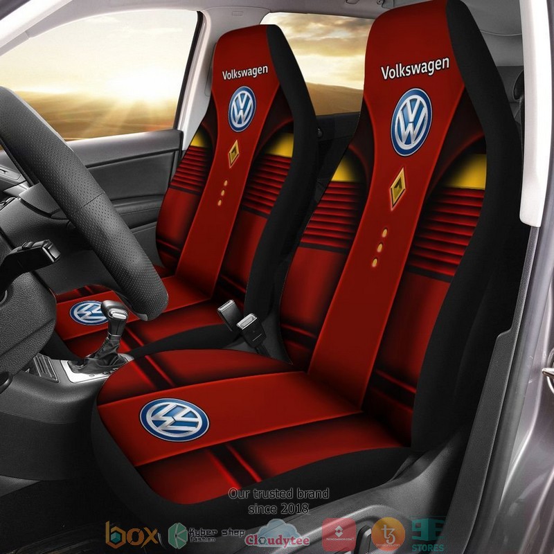Volkswagen Black Red Car Seat Covers word1