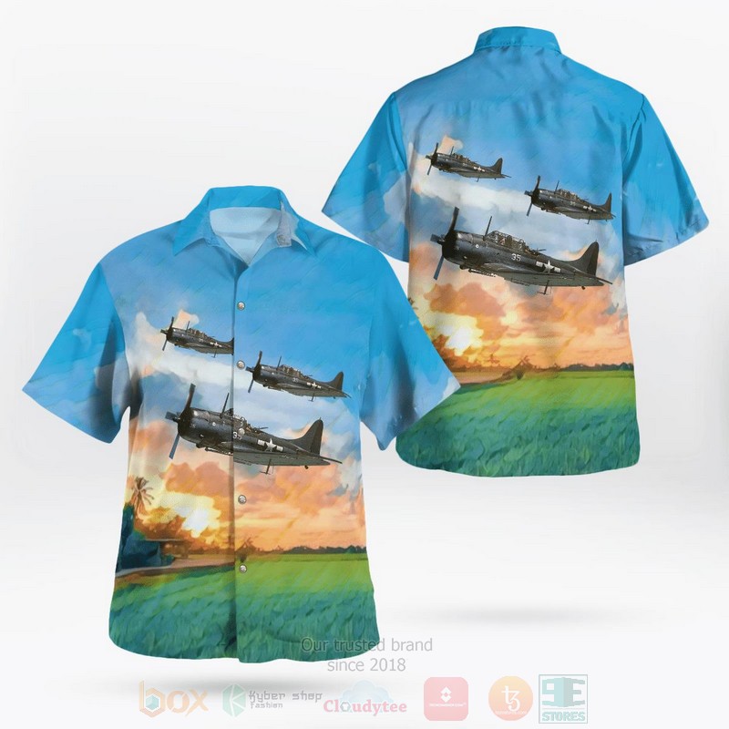 BEST WWII Douglas SBD Dauntless Military Dive Bomber Aircraft 3D Aloha Shirt word1