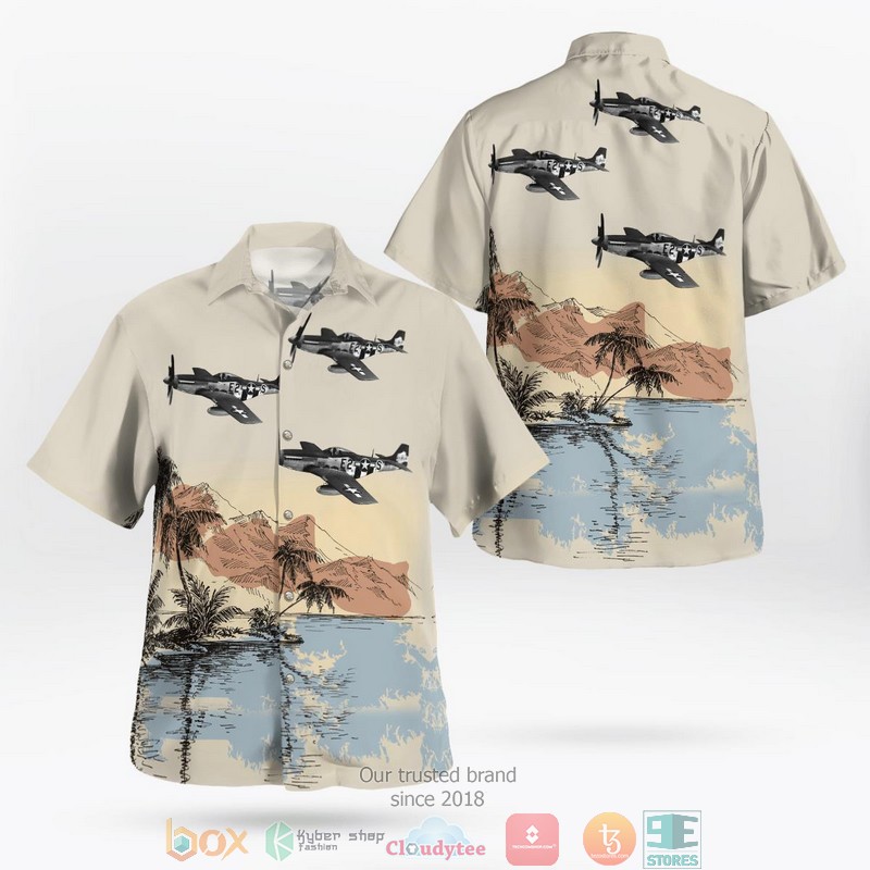 WWII North American P-51 Mustang Military Aircraft Summer Beach Hawaiian Shirt word1