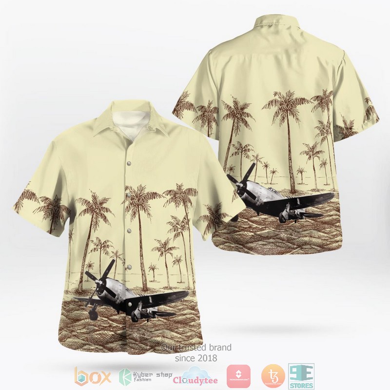 WWII P-47D Razorback Military Aircraft Palm Tree Beach Hawaiian Shirt word1