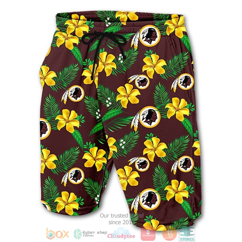 HOT Washington Football Team flowers Beach Shorts 2 HOT Washington Football Team flowers Beach Shorts word2