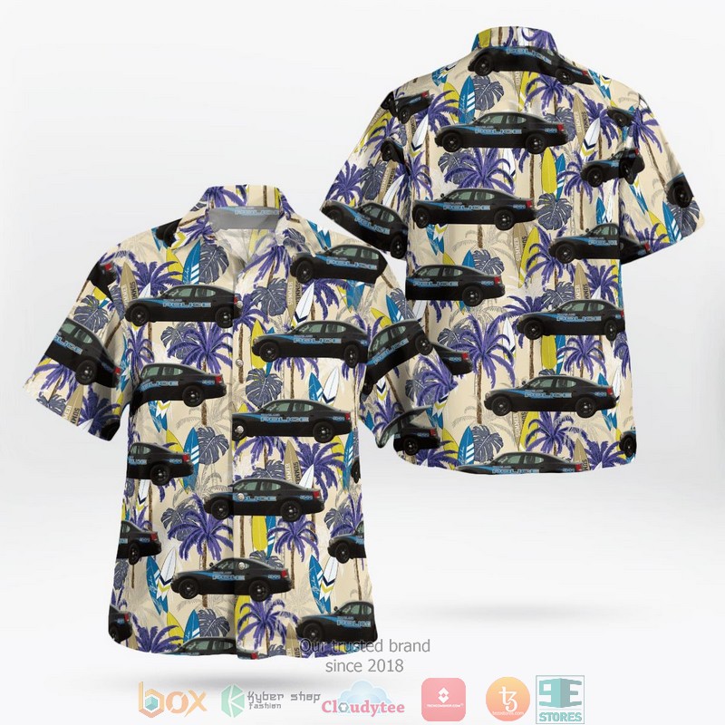 Waveland Mississippi Waveland Police Department Purple Coconut Aloha Shirt word3
