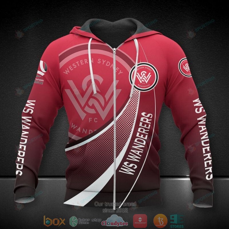 NEW Western Sydney Wanderers FC dark red 3D Printed hoodie, shirt 3 NEW Western Sydney Wanderers FC dark red 3D Printed hoodie, shirt word2
