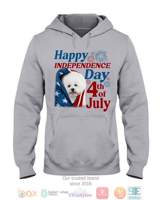 White Bichon Frise Happy Independence Day 4th Of July Shirt, Hoodie word3