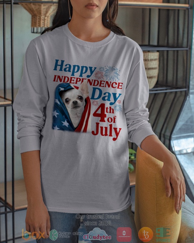 White Chihuahua Happy Independence Day 4th Of July Shirt, Hoodie word1