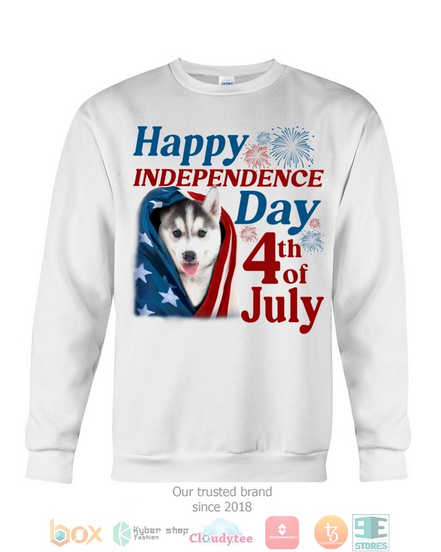 White Husky Happy Independence Day 4th Of July Shirt, Hoodie word2