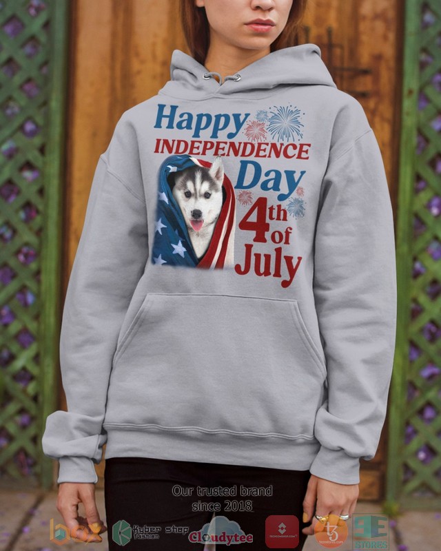 White Husky Happy Independence Day 4th Of July Shirt, Hoodie word2
