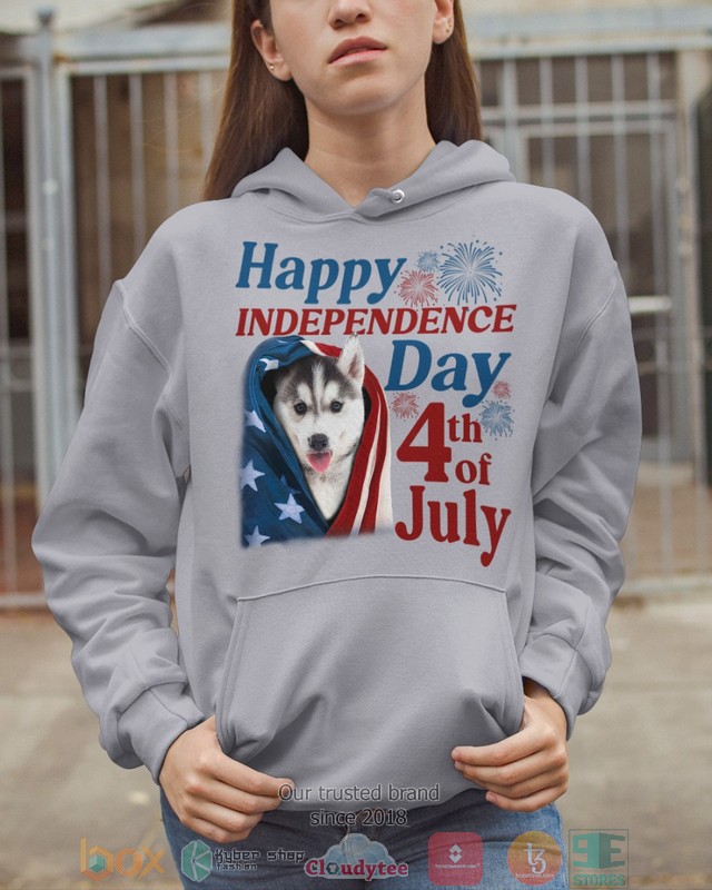 White Husky Happy Independence Day 4th Of July Shirt, Hoodie word2