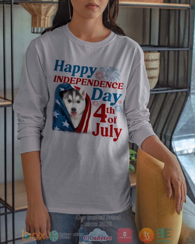 White Husky Happy Independence Day 4th Of July Shirt, Hoodie word2