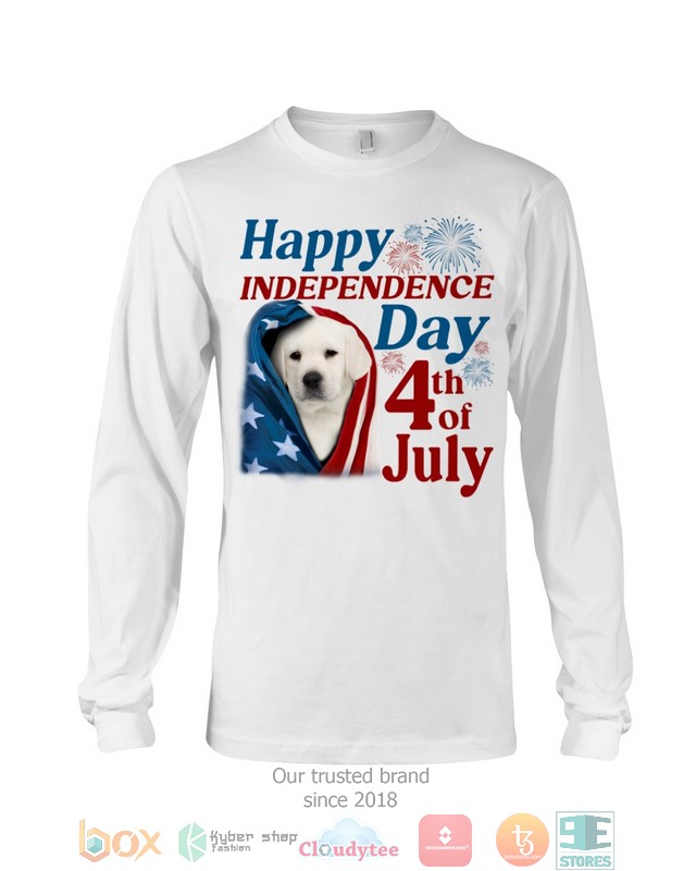 White Labrador Happy Independence Day 4th Of July Shirt, Hoodie word1