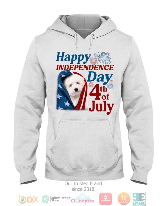White Maltipoo Happy Independence Day 4th Of July Shirt, Hoodie word3