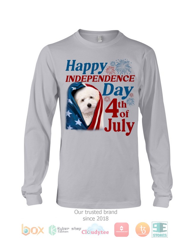 White Maltipoo Happy Independence Day 4th Of July Shirt, Hoodie word3