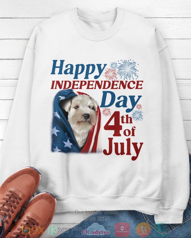 White Miniature Schnauzer Happy Independence Day 4th Of July Shirt, Hoodie word3