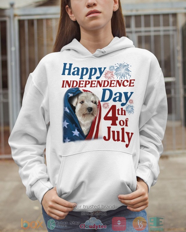 White Miniature Schnauzer Happy Independence Day 4th Of July Shirt, Hoodie word3