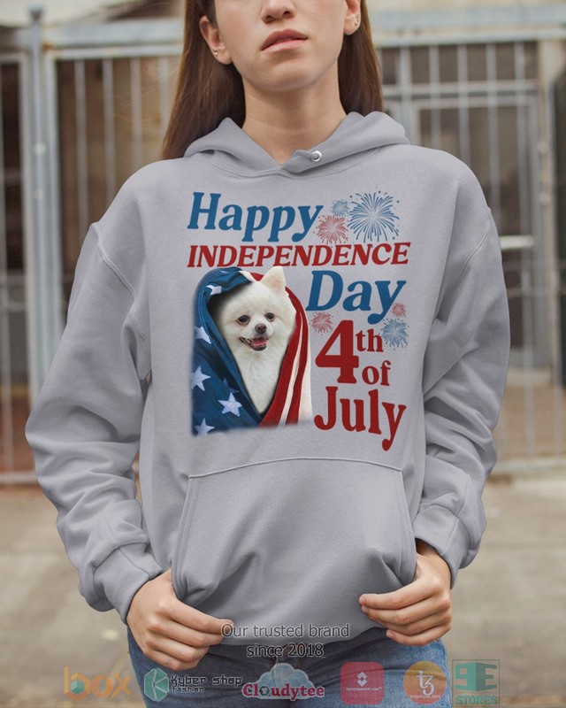 White Pomeranian Happy Independence Day 4th Of July Shirt, Hoodie word1