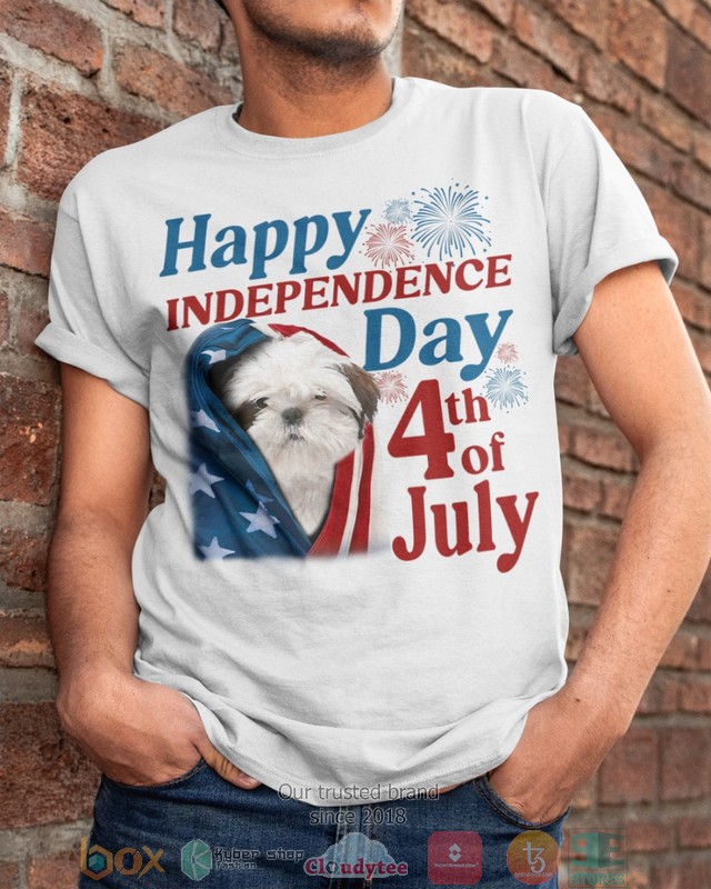 White Shih Tzu Happy Independence Day 4th Of July Shirt, Hoodie word1