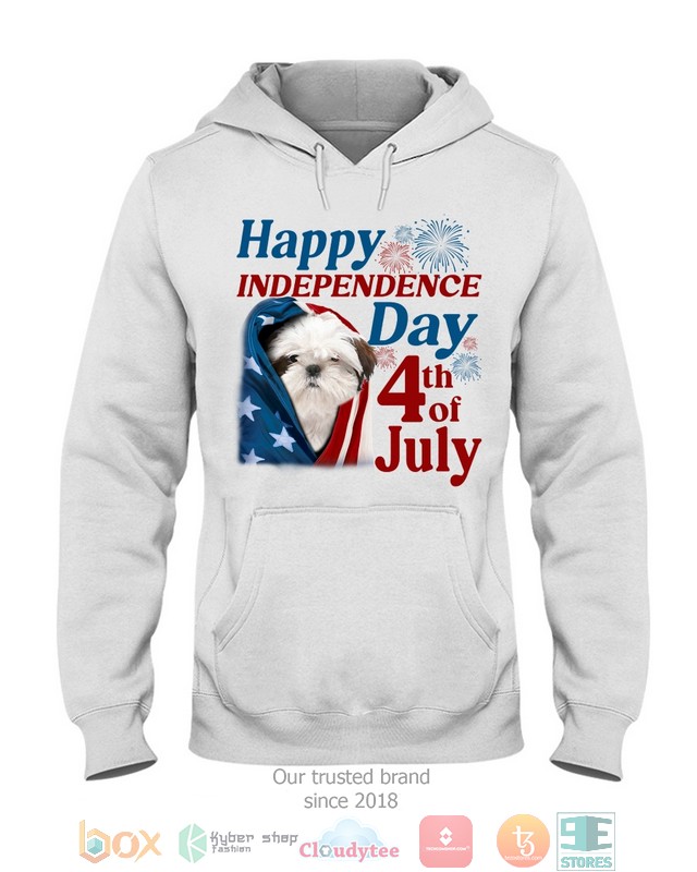 White Shih Tzu Happy Independence Day 4th Of July Shirt, Hoodie word1