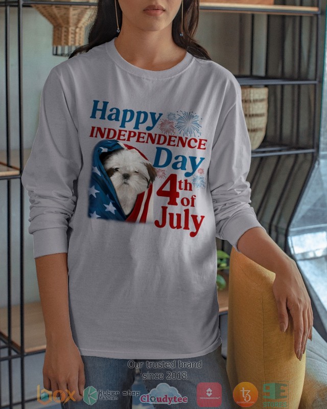 White Shih Tzu Happy Independence Day 4th Of July Shirt, Hoodie word1