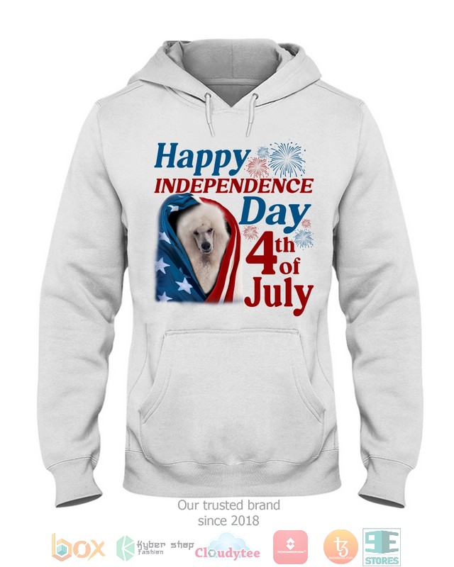 White Standard Poodle Happy Independence Day 4th Of July Shirt, Hoodie word1
