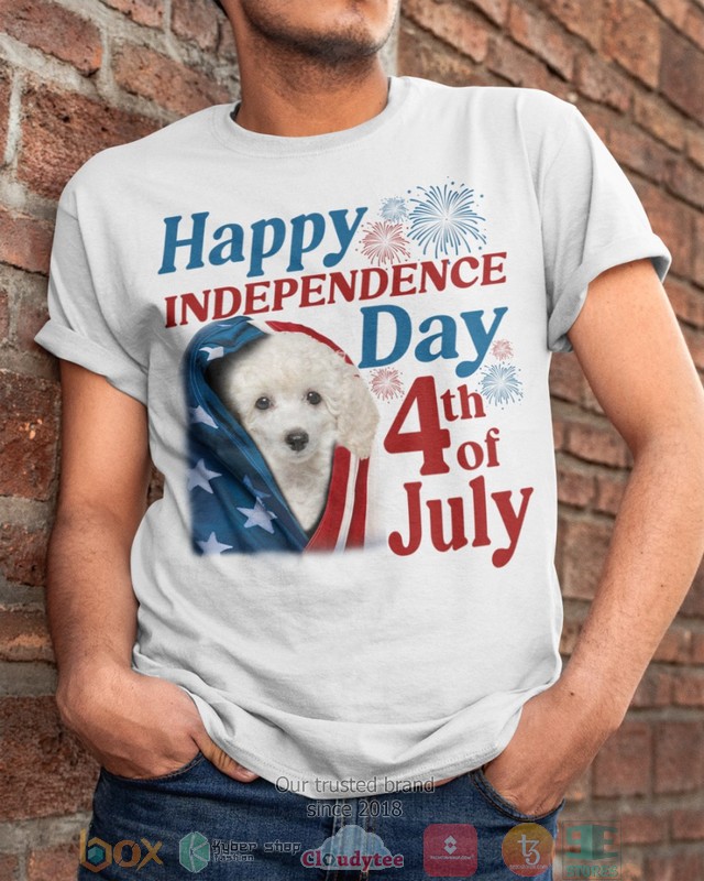 White Toy Poodle Happy Independence Day 4th Of July Shirt, Hoodie word1