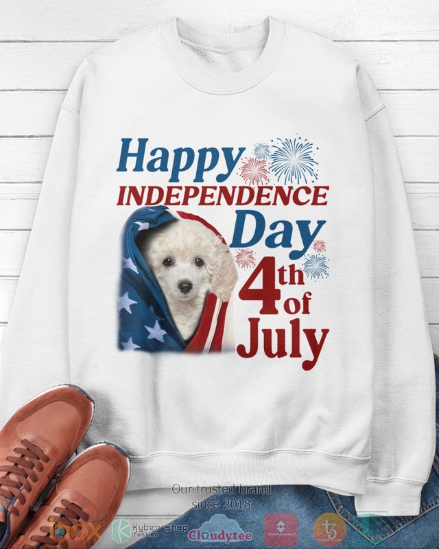 White Toy Poodle Happy Independence Day 4th Of July Shirt, Hoodie word1