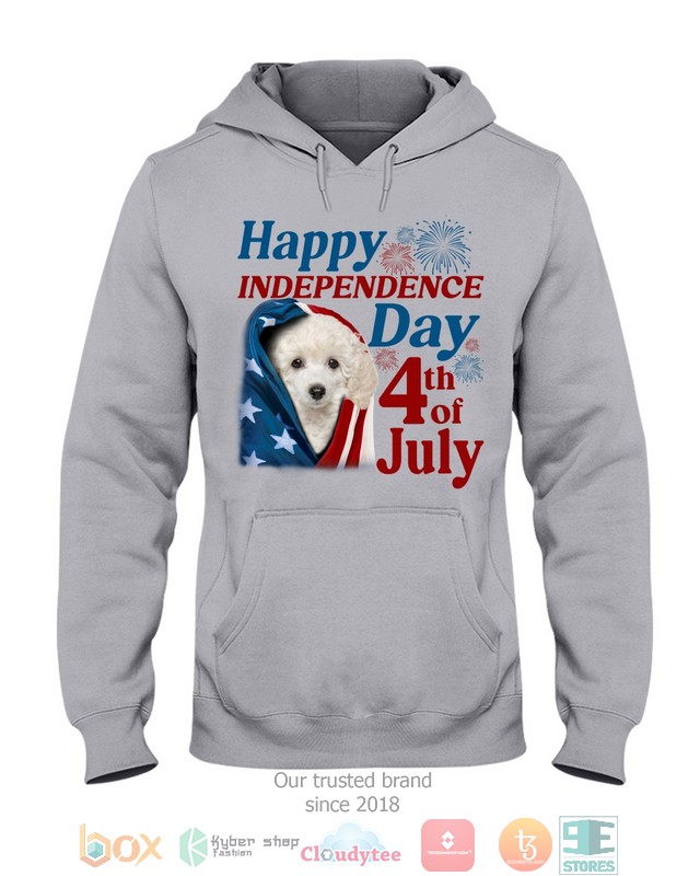 White Toy Poodle Happy Independence Day 4th Of July Shirt, Hoodie word1