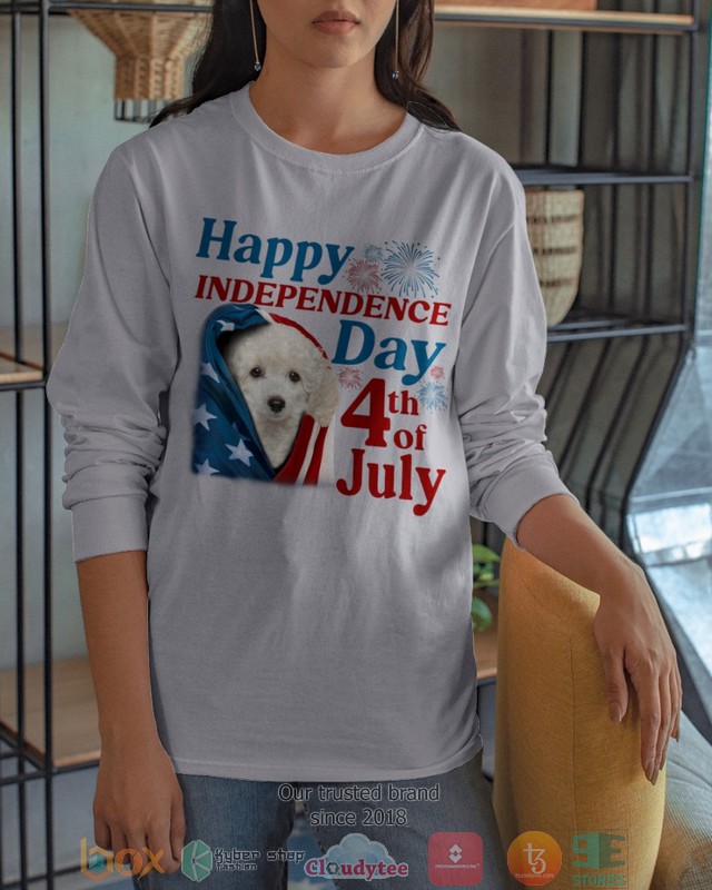 White Toy Poodle Happy Independence Day 4th Of July Shirt, Hoodie word1