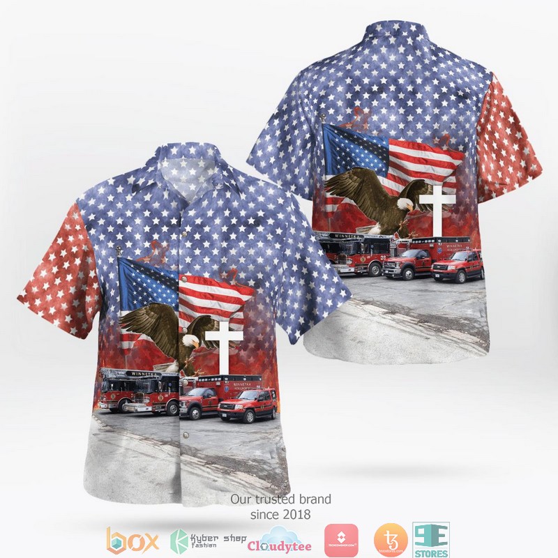 Winnetka Illinois Winnetka Fire Department Station 28 4th Of July Hawaiian Shirt word3