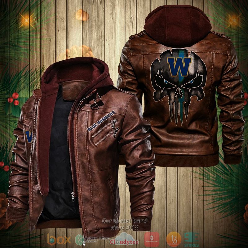 Winnipeg Blue Bombers CFL Leather Jacket word1