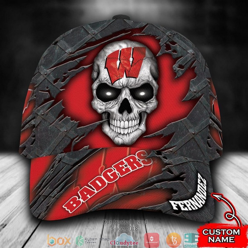 Wisconsin Badgers Skull NCAA1 Custom Name Cap