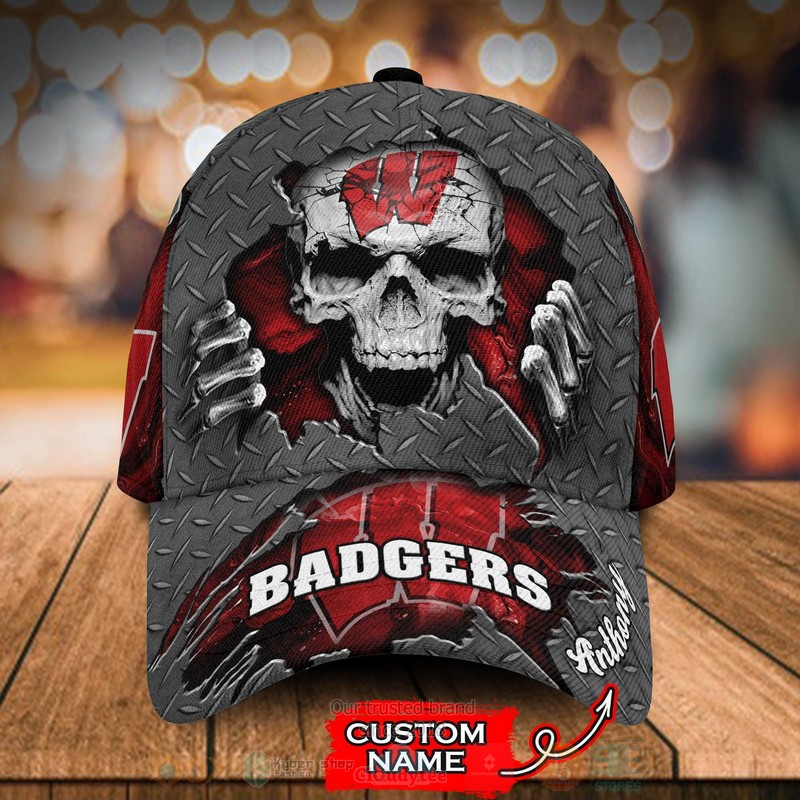 BEST Wisconsin Badgers Skull NCAA Team Custom Name 3D Cap 8 BEST Wisconsin Badgers Skull NCAA Team Custom Name 3D Cap word3