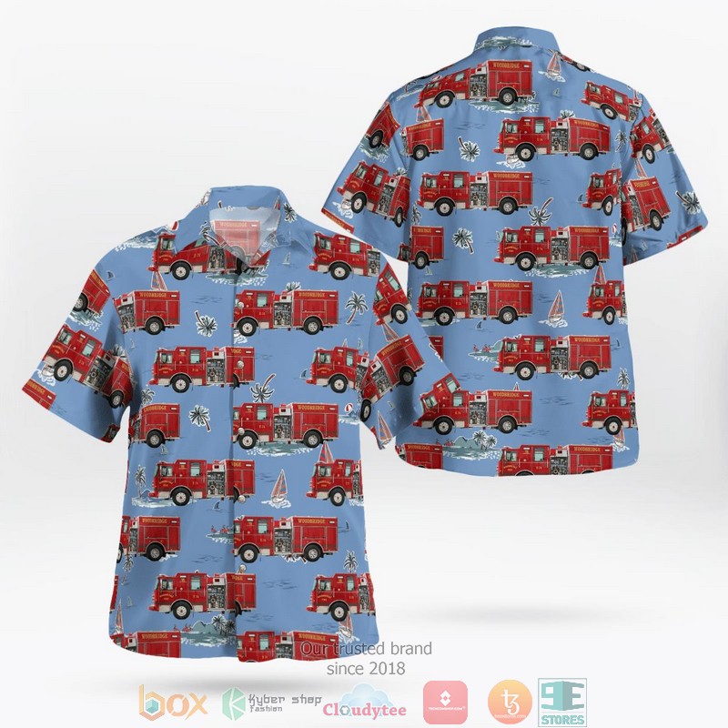 NEW Woodbridge California Woodbridge Rural Fire Protection District Aloha Shirt word2