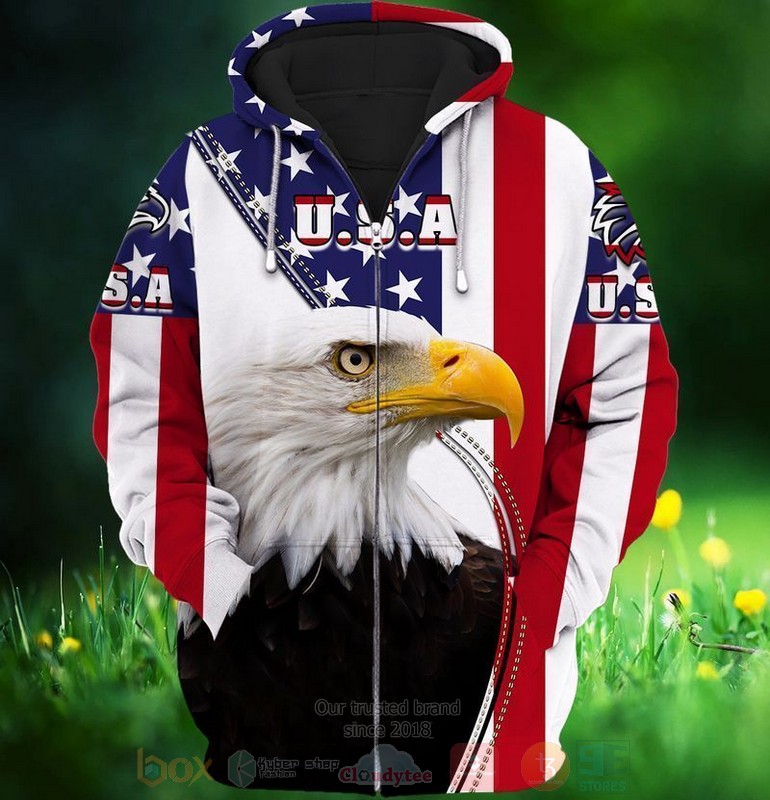 BEST God Bless America Eagle Zip Hoodies