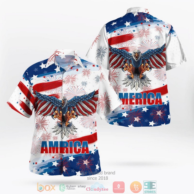 Independence Day Eagle America Hawaiian Shirt Word3