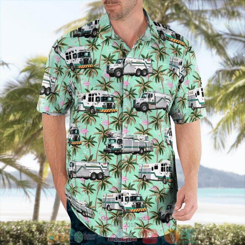 Yellowknife Fire Department Northwest Territories Canada Fleet Aloha Shirt word2