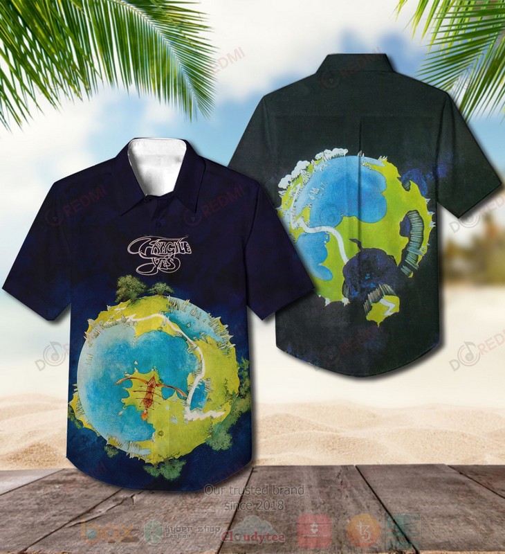 BEST Yes Fragile Black Album Aloha Hawaiian Shirt