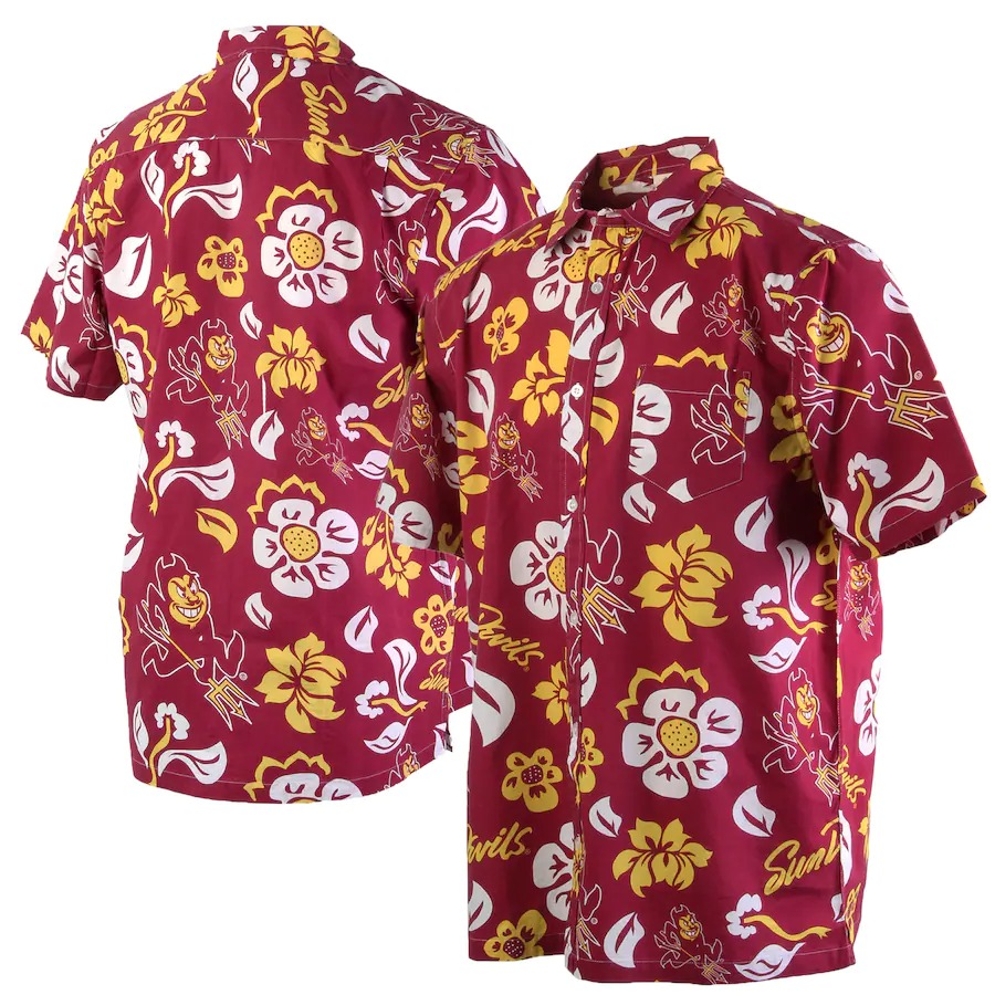 HOT Arizona State Sun Devils Wes & Willy Floral Red Hawaii Shirt 1 Arizona State Sun Devils Wes Willy Floral Red Hawaiian Shirt