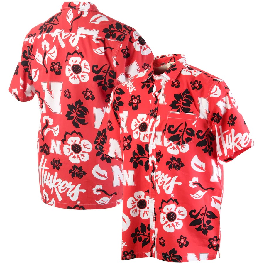 HOT Nebraska Huskers Wes & Willy Floral Scarlet Hawaii Shirt 6 Nebraska Huskers Wes Willy Floral Scarlet Hawaiian Shirt
