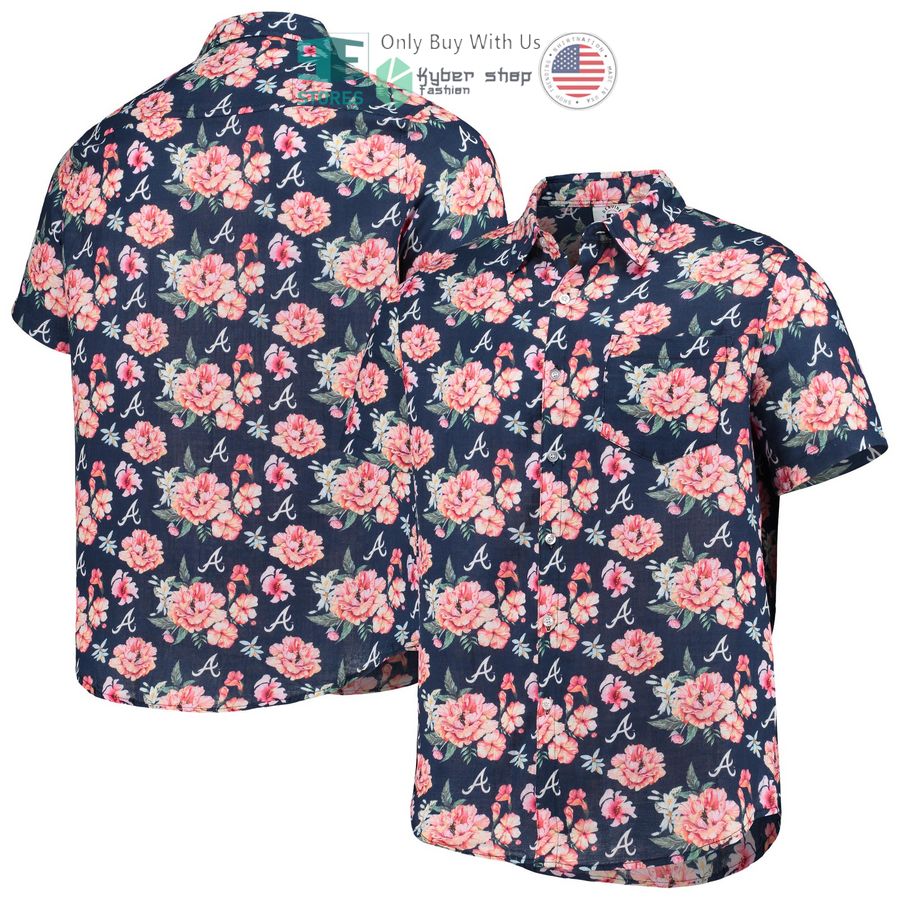 HOT Atlanta Braves FOCO Floral Linen Navy Hawaii Shirt 6 atlanta braves foco floral linen navy hawaiian shirt 1 91371