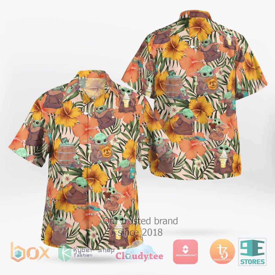 Baby Yoda pattern Hawaiian Shirt, Shorts 1 Baby Yoda pattern Hawaiian Shirt, Shorts word2