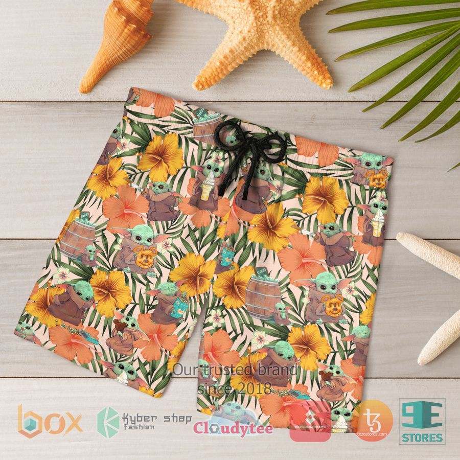 Baby Yoda pattern Hawaiian Shirt, Shorts 3 Baby Yoda pattern Hawaiian Shirt, Shorts word2